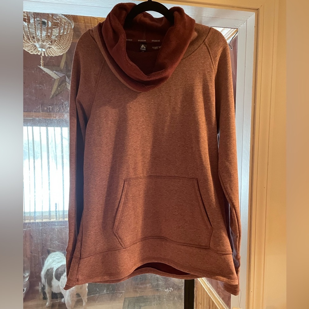 RBX, Woman’s Cowl Neck Sweatshirt, Sz Large, Mauve, New